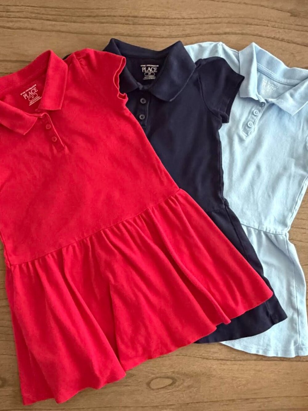 Children's Place Toddler Girls' Set of 3 Soft Pique Polo Dresses  4T